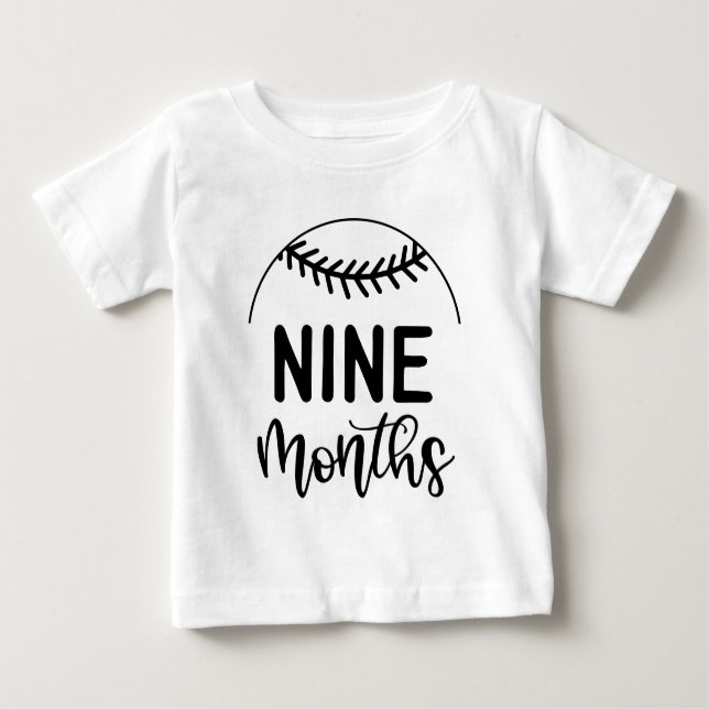 Nine Months Baseball Baby Milestone - T-Shirt (Front)