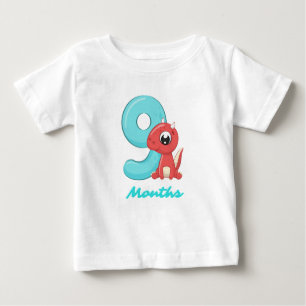 Nine Months cute dinosaur Baby T-Shirt