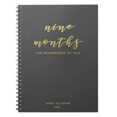 Nine Months - Cute Gold Script Pregnancy Journal
