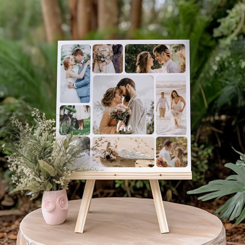 Nine Photo Collage Couple Wedding Entrance Sign