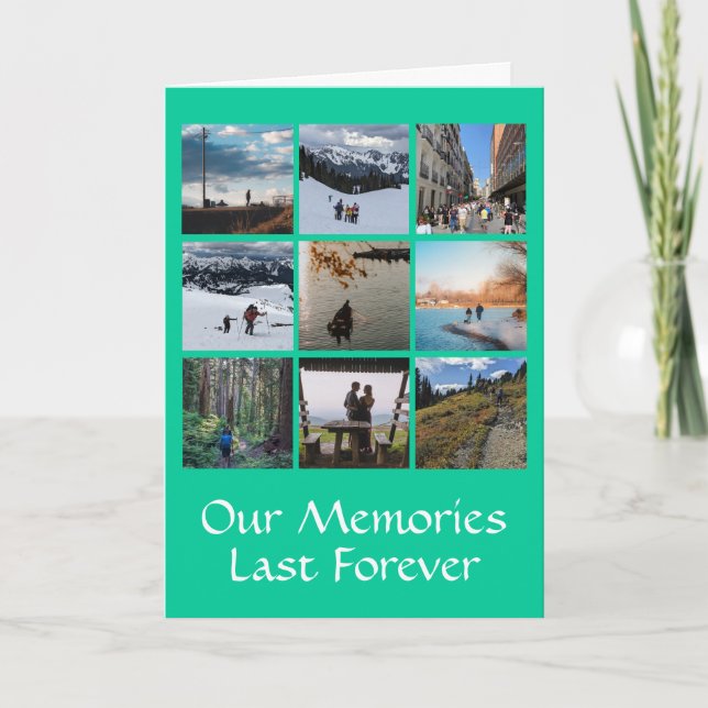 Nine Photo Collage Custom Greeting Card (Front)