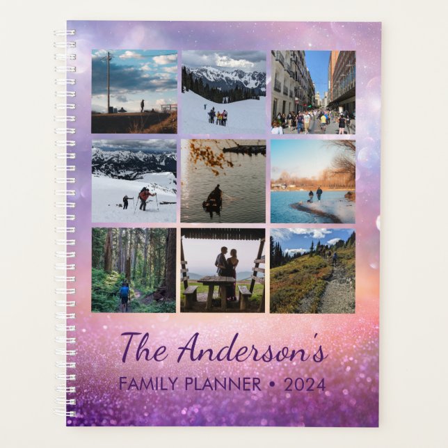 Nine Photo Custom Year Family Planner Notebook (Front)