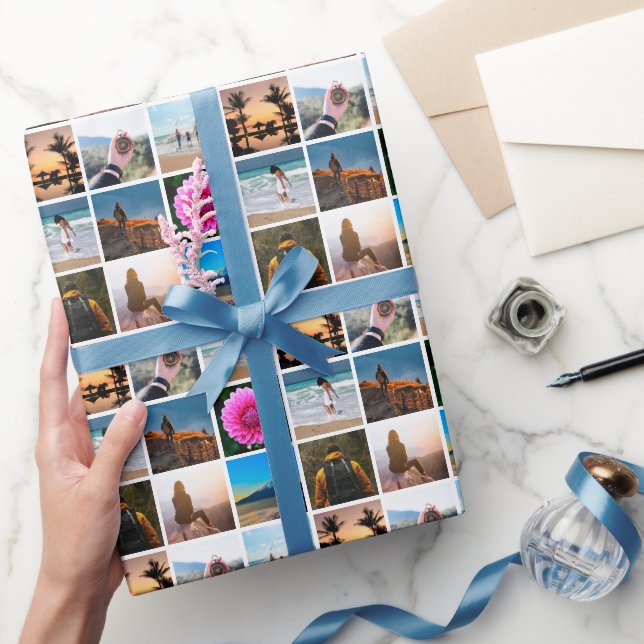Nine Photo Picture Collage Customizable Gift Wrapping Paper (Gifting)