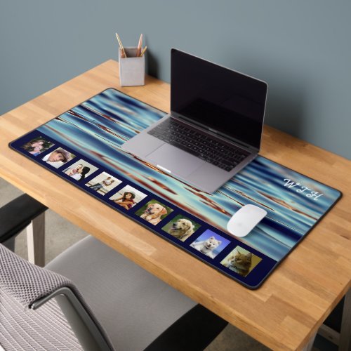 Nine Photo Water Image Monogrammed Desk Mat