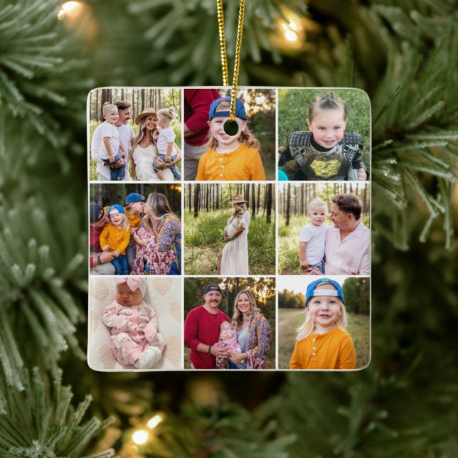 Nine Photo We Love You Mom Christmas Ceramic Ceram Ornament (Tree)