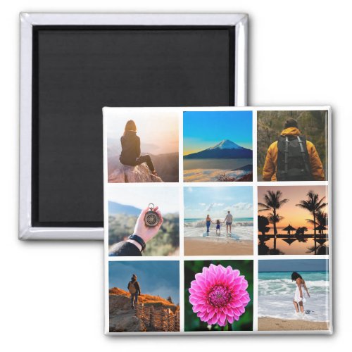 Nine Picture Photo Collage Customizable Magnet