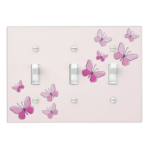 Nine Pink Butterflies Flutter Blush Tribble Light Switch Cover