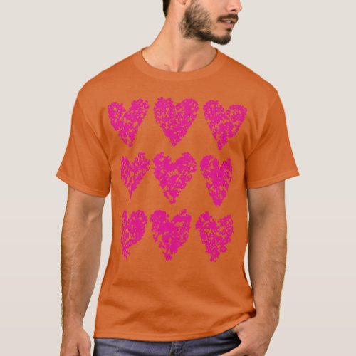 Nine Pink Crayon Heart Valentine T_Shirt