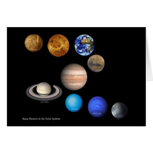 Nine planets in solar system cards (Front Horizontal)