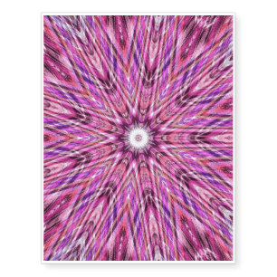 Nine-pointed purple, blue and red ikat temporary tattoos