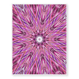 Nine-pointed purple, blue and red ikat temporary tattoos
