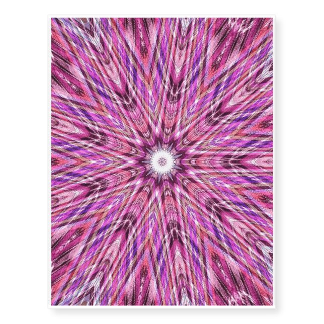 Nine-pointed purple, blue and red ikat temporary tattoos (Front)