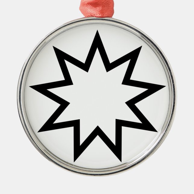 Nine-Pointed Star (Symbol of the Bahai Faith) Metal Ornament (Front)