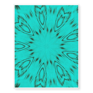 Nine-pointed turquoise and black star pattern temporary tattoos
