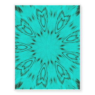 Nine-pointed turquoise and black star temporary tattoos