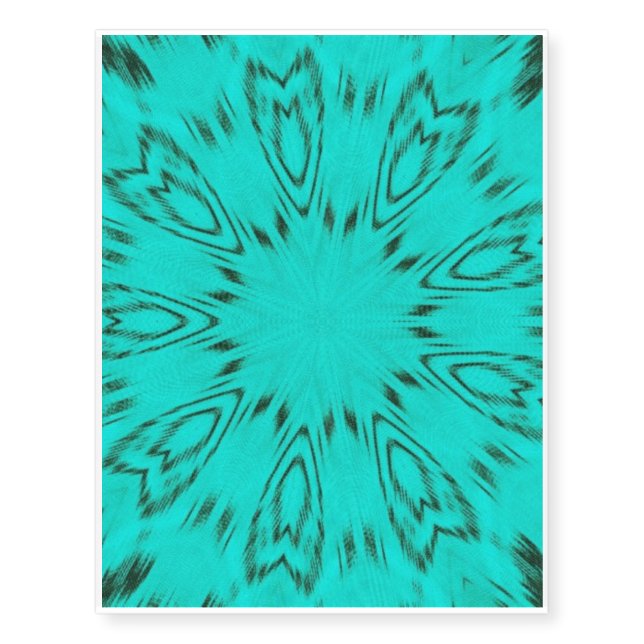 Nine-pointed turquoise and black star temporary tattoos (Front)