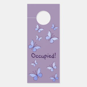 Nine Purple Blue Butterflies Lavender Gray Door Hanger