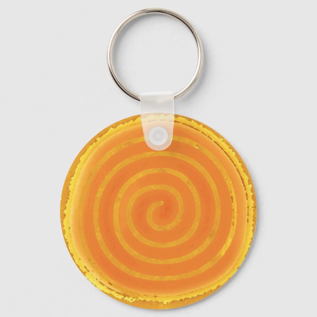 Nine Ray Yellow Spiral Sun Symbol Keychain (Front)