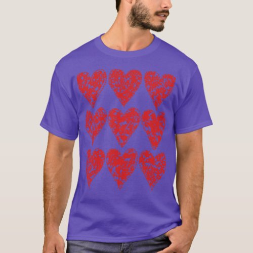 Nine Red Crayon Heart Valentine T_Shirt