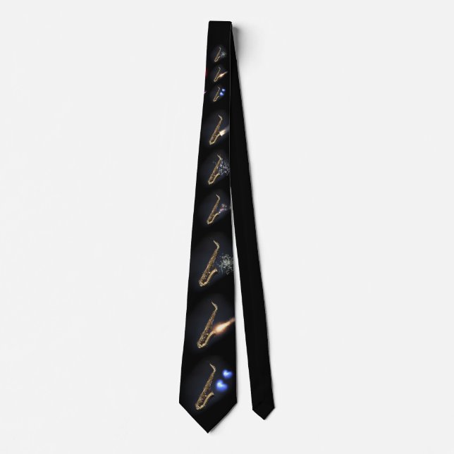 Nine saxophones music concept artwork canvas print neck tie (Front)