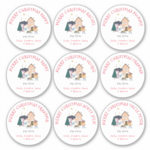 Nine Small Different Names Girl Merry Christmas Sticker