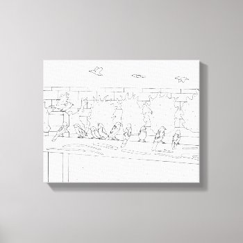 Nine Sparrows Sitting On Rail Drawing To Paint Canvas Print by Cherylsart at Zazzle