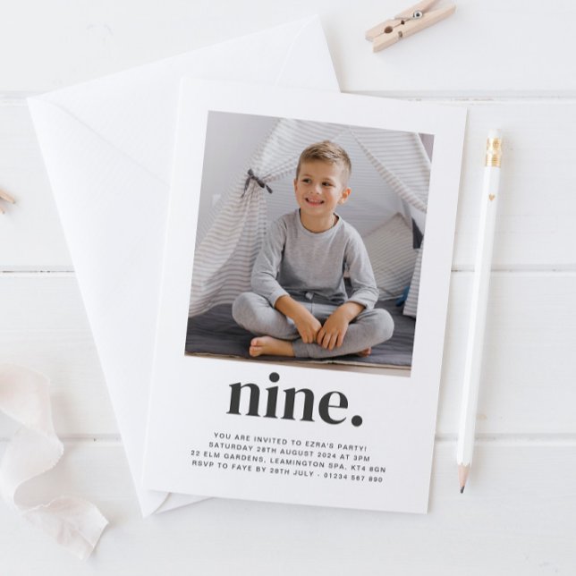 Nine Square Photo First Birthday Invitation (Creator Uploaded)