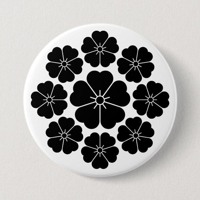 Nine stars-style cherry blossoms pinback button (Front)