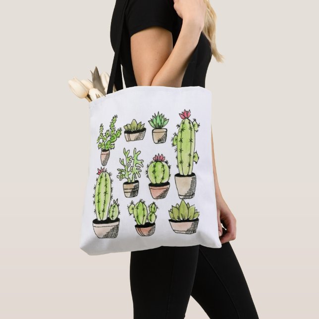 Nine Succulents Tote Bag (Close Up)