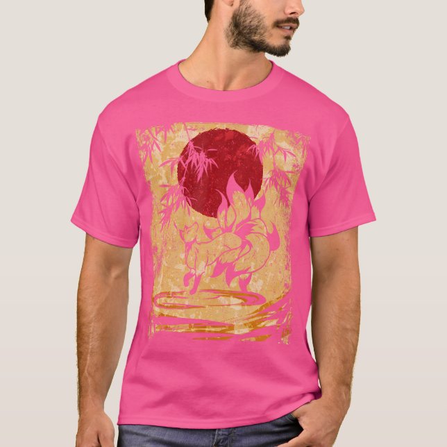 Nine Tailed Fox Japanese Art T-Shirt (Front)