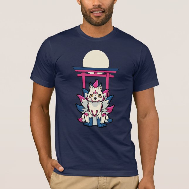 Nine-Tailed Kitsune Fox- Fun Yokai T-Shirt (Front)