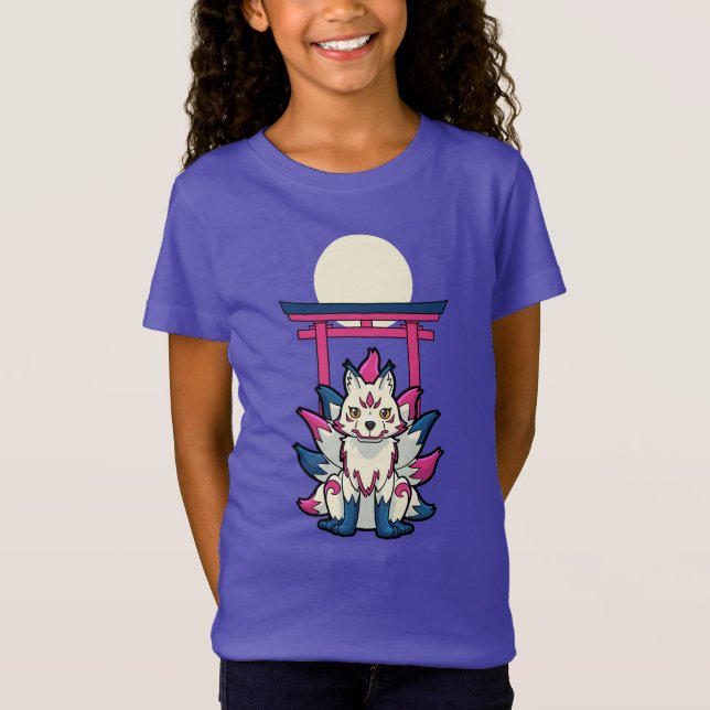 Nine-Tailed Kitsune Fox- Fun Yokai T-Shirt (Front)
