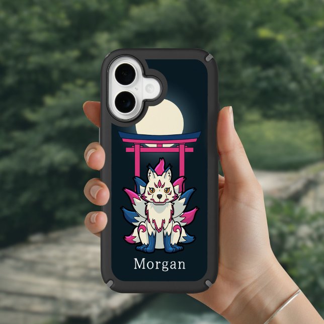 Nine-Tailed Kitsune Fox- Personalized Speck iPhone Case (Nine-Tailed Fox Personalized Yokai Phone Case- Outdoor View)