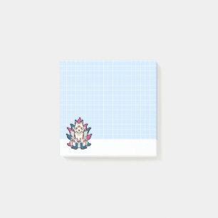 Nine-Tailed Kitsune- Japanese Fox Yokai Blue Grid Post-it Notes