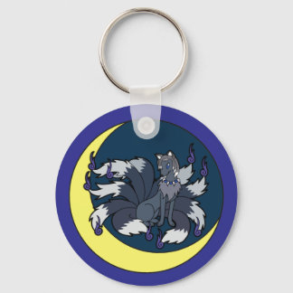 Nine Tailed Silver Fox (Kitsune) Keychain