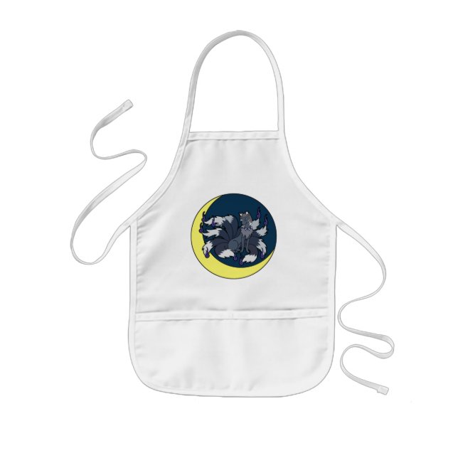 Nine Tailed Silver Fox (Kitsune) Kids' Apron (Front)