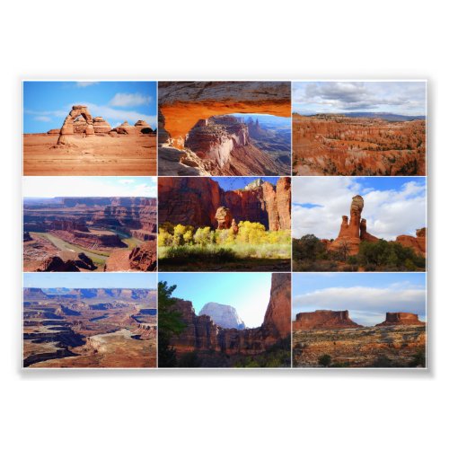 Nine Utah Landmarks Collage Photo Print