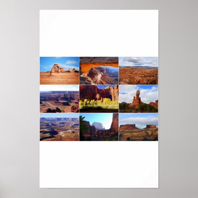 Nine Utah Landmarks Poster (Front)