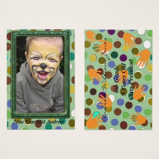 Nine Year Old Boys Photo Cards (Front & Back)