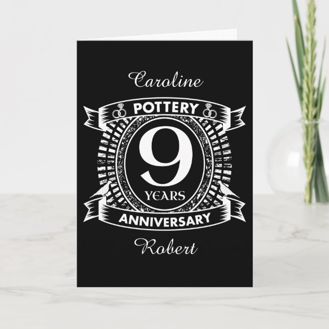 Nine years Pottery wedding anniversary Card (Front)