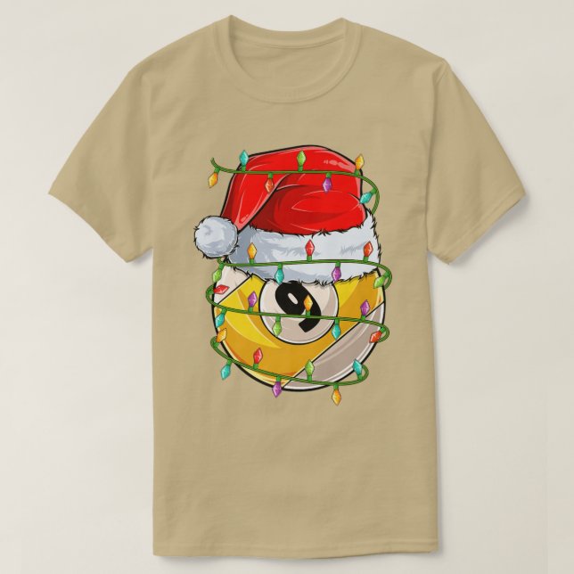 Nineball Sports Lover Xmas Lights Santa Nineball C T-Shirt (Design Front)