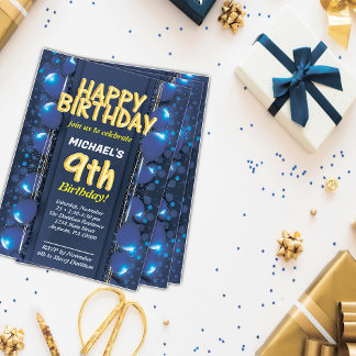 Nine's years old boys birthday Invitation