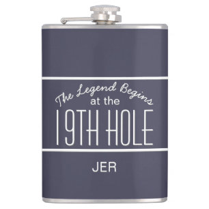 Nineteenth Hole Golfers Monogrammed Initials Drink Flask