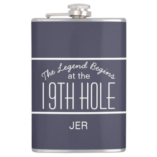 Nineteenth Hole Golfers Monogrammed Initials Drink Flask
