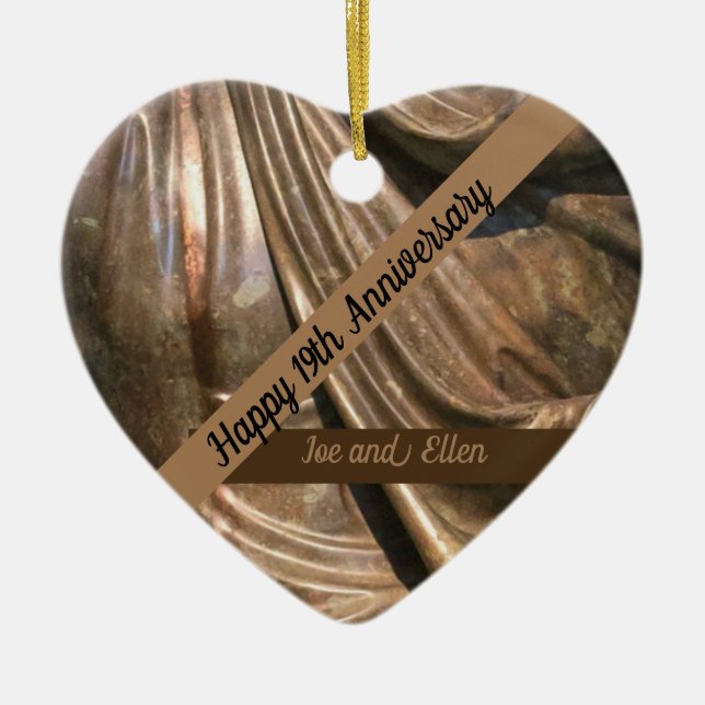 Nineteenth Wedding Anniversary bronze Ceramic Ornament (Front)