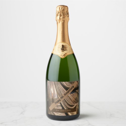 Nineteenth Wedding Anniversary bronze Sparkling Wine Label