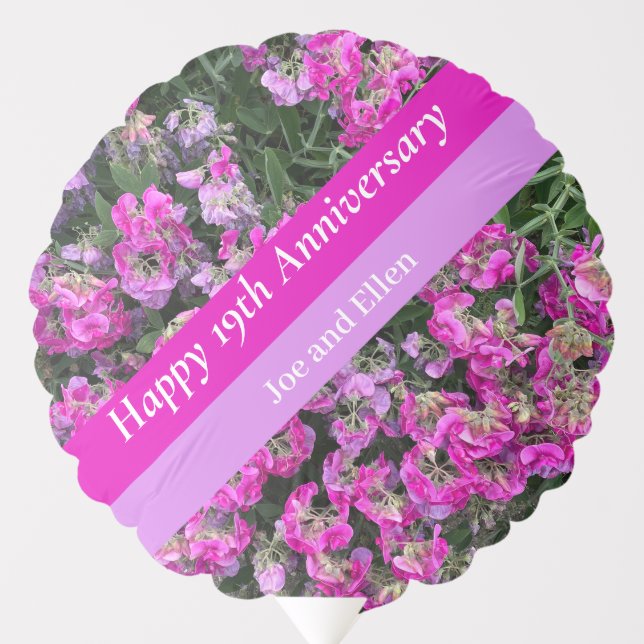 Nineteenth Wedding Anniversary Sweet Pea Balloon (Front)