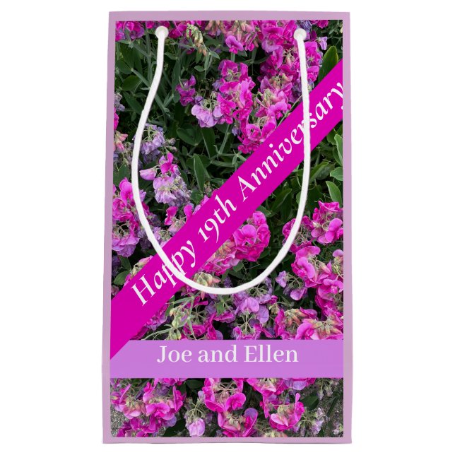 Nineteenth Wedding Anniversary Sweet Pea Small Gift Bag (Front)