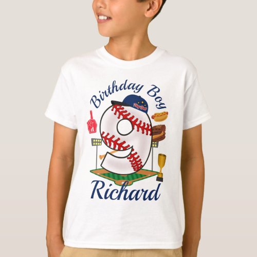 Nineth Birthday Boy Baseball 9th T_Shirt