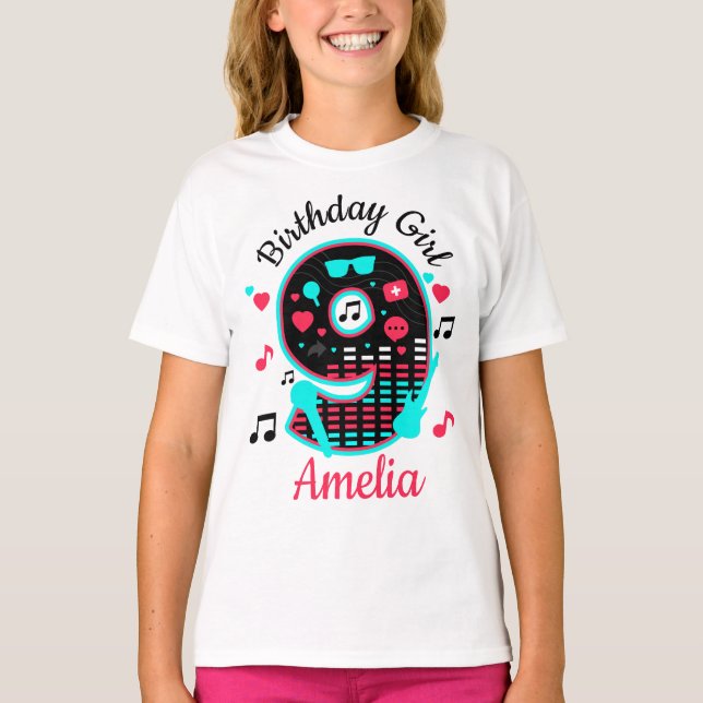 Nineth Birthday Girl Music 9th  T-Shirt (Front)